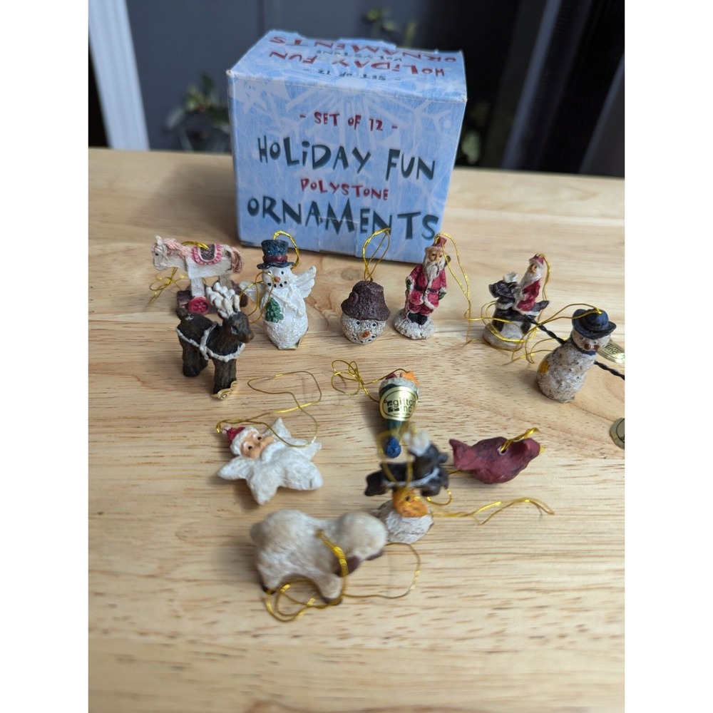 Giftco polystone miniature ornaments Holiday fun lot 12 3039‎